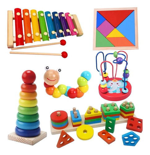 Juguetes Didácticos De Madera Estimulación Para Niños Set 7