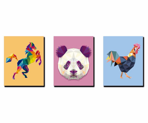 Triptico 60x25 Cms Decorativo Poliart Animales13 Panda Cabal