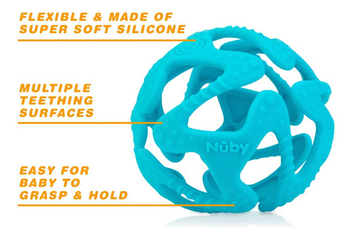 Nuby Pelota De Mordedor 100% Silicona Tuggy, 6 Meses, Los Co