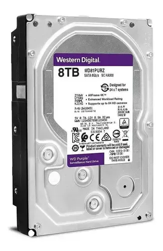 Disco Duro SATA 8 TB 3.5 Interno Western Digital Purple 5400 Color Plateado