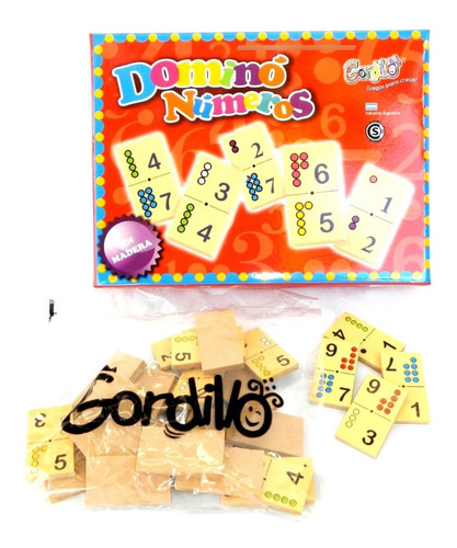 Imagen 3 de 6 de Domino Numeros Infantil De Madera Gordillo Planeta Juguete