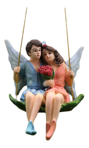 Imagen 1 de 10 de Pareja De Figuras De Jardín En Miniatura De Hadas Románticas