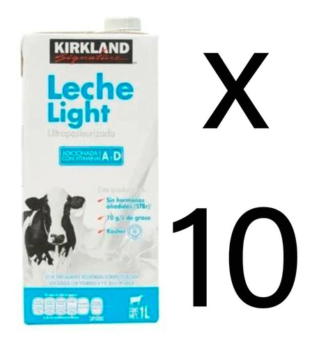 Leche Light 1 Litro Kirkland Ultrapausterizada Kosher 10pz