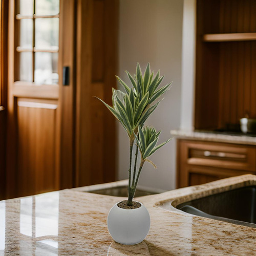 Planta Artificial Dracena Grande En Macetero Plastico Blanco