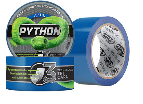 Cinta adhesiva Python Alta Resistencia (Duct Tape) color azul 9m x 48mm