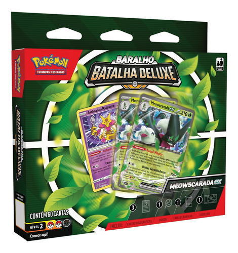 Box Baralho De Batalha Deluxe Meowscarada Ex Pokémon Copag Idioma Português