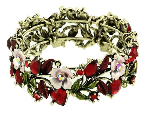 Brazalete De Flores Vintage Falari Con Cuentas De Cristal Pi