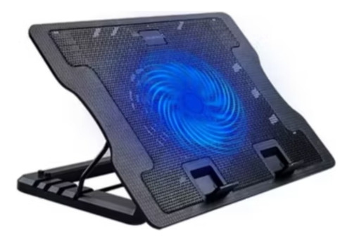 Base Cooler 1 Ventilador Laptop 9 A 17 Negro Led Azul 