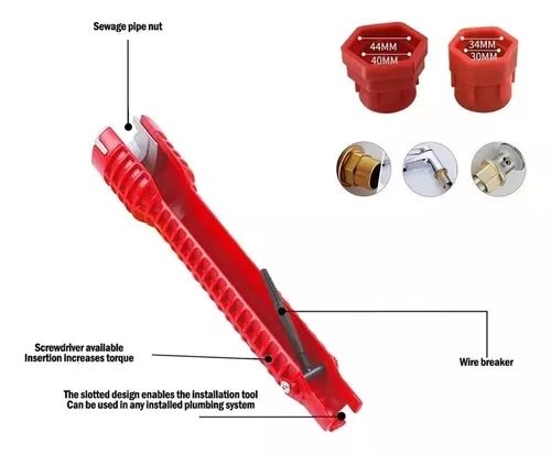 Llave Inglesa Grande de Plástico de Color Rojo y Gris - MiDisfraz