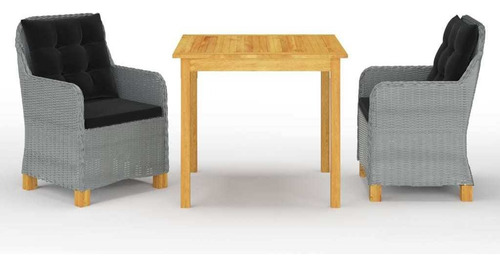 Juego De Comedor De Jardín De 3 Piezas Gris Claro