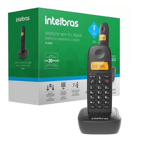 Telefone Sem Fio Com Identificador Intelbras Ts 2510 Preto