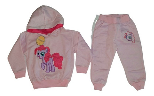 Sudadera Rosada Con Capota Aplique De Pony Para Niña Bebe