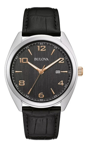 Reloj Bulova Classic 98b367 Original Para Hombre E-watch Color de la correa Negro Color del bisel Plateado Color del fondo Negro