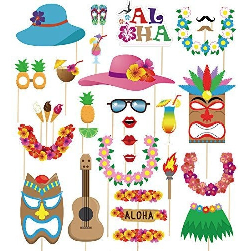 60 Piezas De Accesorios Para Fotomaton Luau - Suministros De