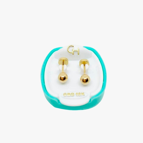 Imagen 3 de 4 de Aros Abridores De Oro 18 Kts Ch Mod Bolita 4,5 Mm Art. 105