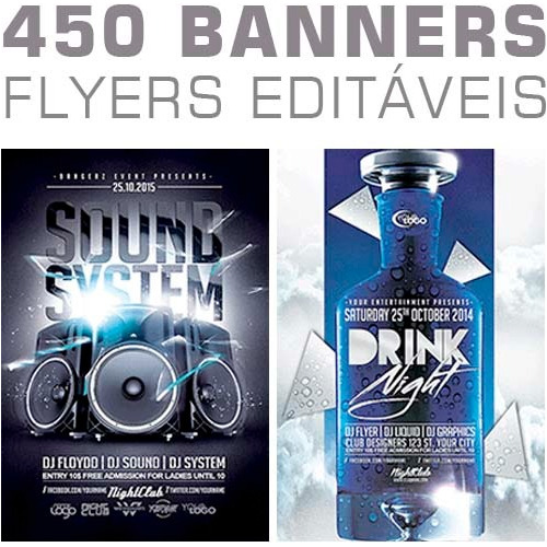 Estampas Banners Flyers Editáveis Artes 450 Modelos Psd