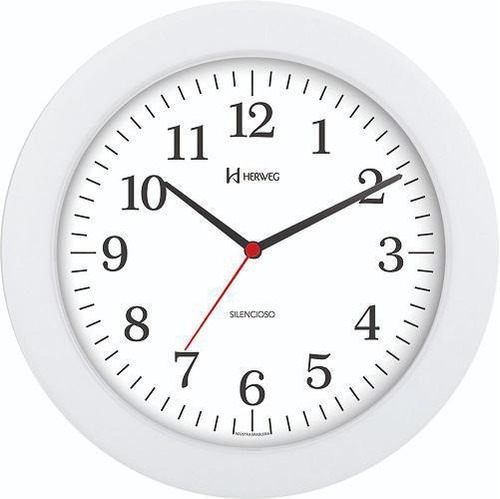 Relógio De Parede Redondo Branco Silencioso 21 Cm Herweg