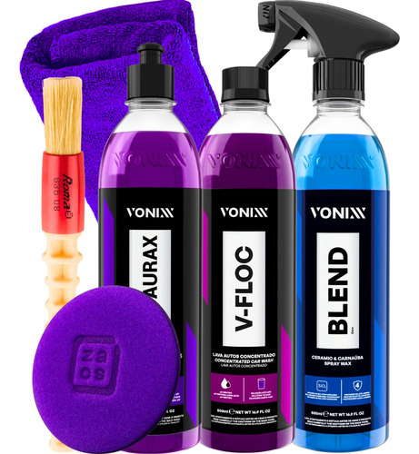 Kit Automotivo Cera Blend Shampoo V-floc Restaurax Plástico
