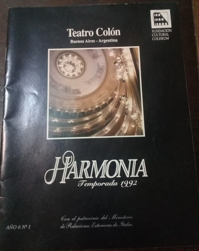 Programa Teatro Colon **harmonia** Tem.1992