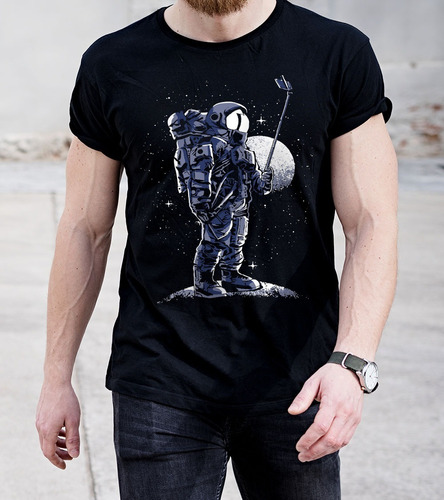 Imagem 1 de 6 de Camiseta Selfie No Espaço Astronauta Camisa Blusa Promoção
