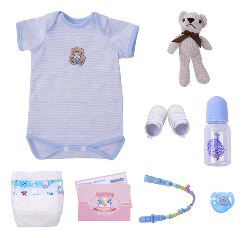 Brastoy Menino Boneco Bebê Reborn Pintada Príncipe Silicone Acessórios 48cm