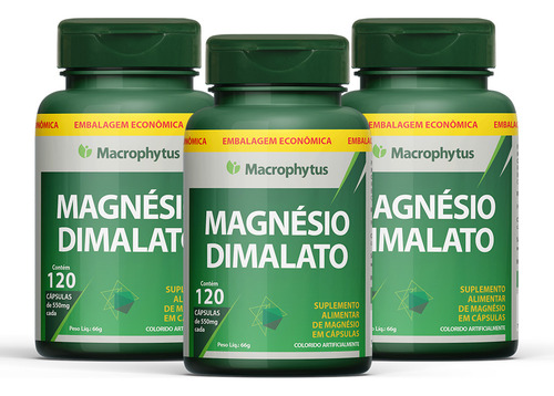 Kit 3 Magnésio Dimalato 120 Cápsulas