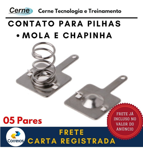 Contato P/ Pilha Mola Chapinha (05 Pares) + Carta Registrada