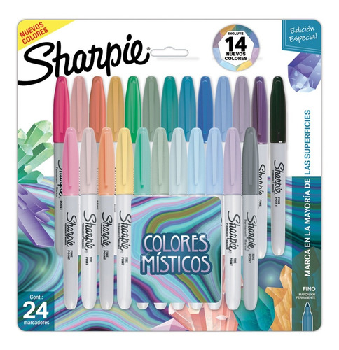 Marcadores Permanente Punta Fina Sharpie Mistic X24 Colores