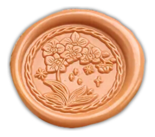 Sello Lacre Circulo Orquidea Lacrar Sellar Cera Flor Cabezal