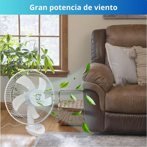 2 Pack Ventilador Escritorio Abanico De Mesa Oscilatorio 42 Cm 50 Hz / 60 Hz Blanco Blanco Plástico 5