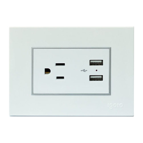 Toma Corriente Sencillo + 2 Usb Serie Z Blanco Igoto