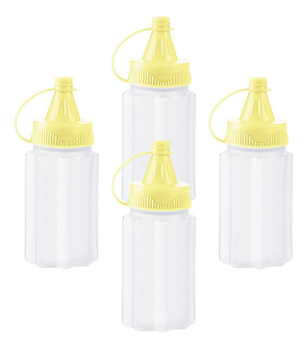 4 Botellas Pequeñas Exprimibles, Tarros De Botella Amarilla