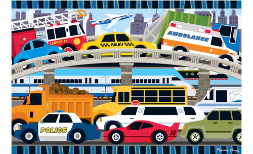 Melissa & Doug Traffic Jam Jumbo Jigsaw Floor Puzzle 24 Pie