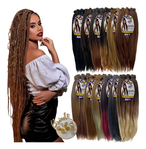 Cabelo Cacheado Boho Box Crochet Braids 300g 65cm + Agulha Cor T1B/30  Preto/Loiro Escuro