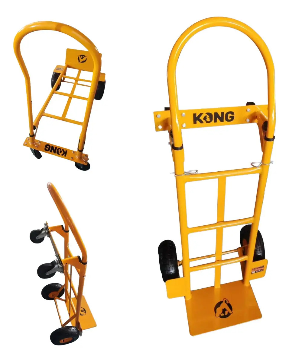 Carrito de Carga Kong KO-400 400kg Acero Amarillo con Ruedas Neumáticas