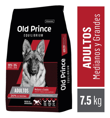 Alimento Old Prince Equilibrium para perro adulto de raza mediana y grande sabor pollo y arroz en bolsa de 7.5 kg