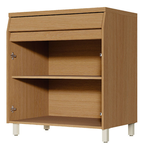 Balcão Cozinha Modular Simone Mendes 80cm 2 Portas 1 Gaveta MDF Nesher Cor Carvalho