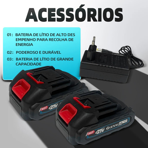 Parafusadeira Furadeira 2 Bateria 21v Bivolt S/escova Top