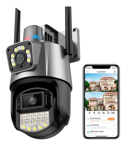 Cámara De Seguridad Ip De 6mp Con Wifi, Lente Dual, Alarma