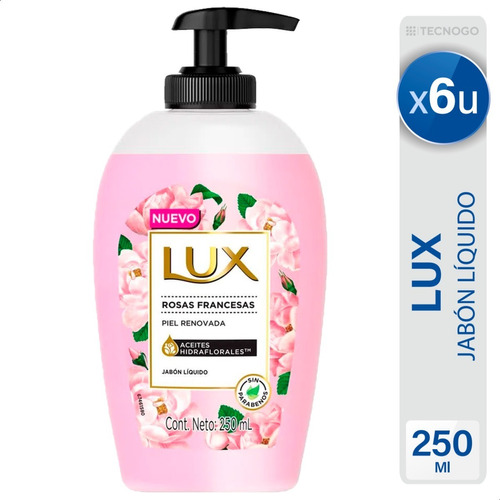 Jabon Liquido Lux Rosas Francesas Sin Parabenos Pack X6