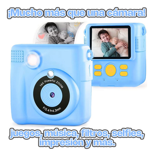 Cámara Instantánea Para Niños Con Impresora Incluye Rollos Y Sd