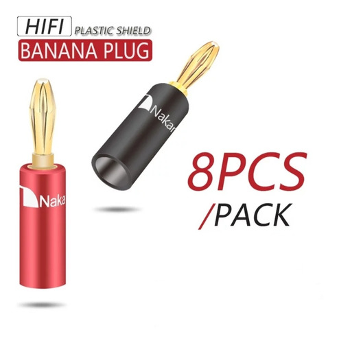 Conector Banana Nakamichi 8 Und 4 Rojos + 4 Negros