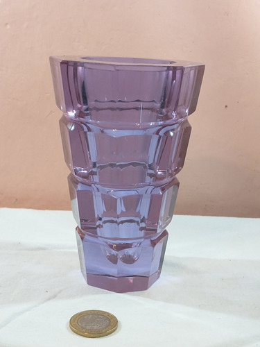 Florero Cristal Cortado Morado (Usado)