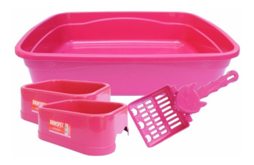 Kit Banheiro Do Gato Brinqpet 04 Pçs Cor Rosa