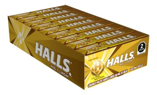 Caramelo Macizo Halls Miel 18 Pzas