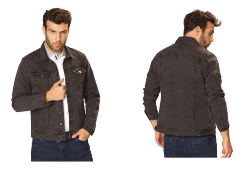 Imagen 3 de 3 de Chaqueta Jean Hombre Clasica Gris Cromo Jeans