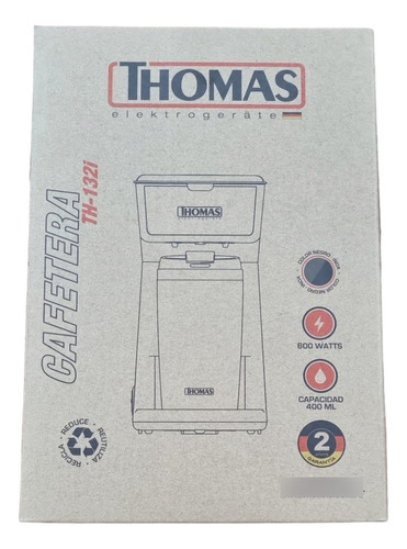 Cafetera Thomas Th-132i 600w 400ml Negra Mug Acero Con Tapa