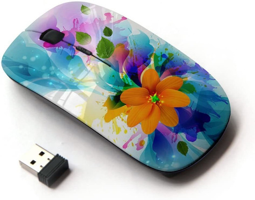 Mouse Ergonomico Inalambrico Usb Diseno Flores Colores