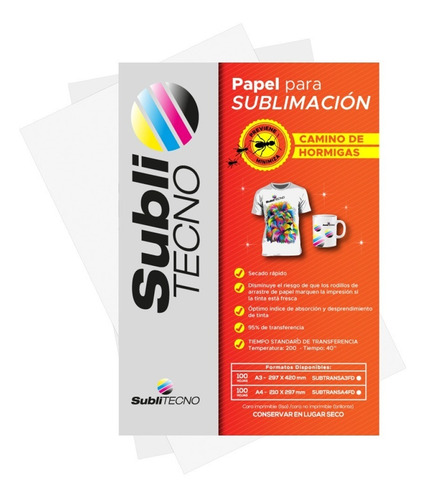 Papel De Sublimacion Sublitecno Fast-dry A4 Sublimar