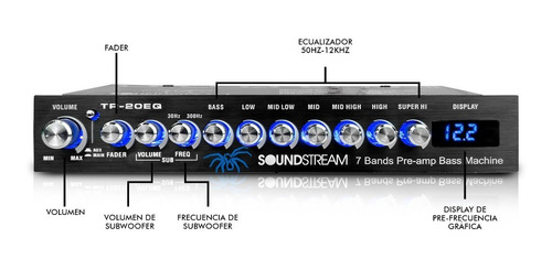 Imagen 2 de 4 de Ecualizador Pre-amp 7bandas+control De Subwoofer soundstream